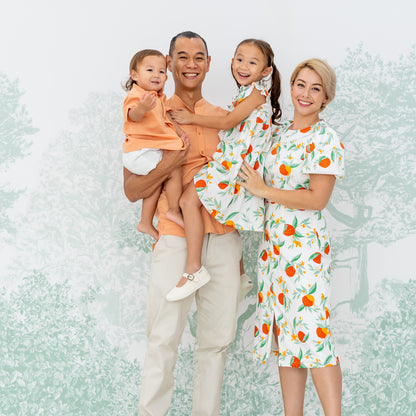 Mandarin Orange Series - Ladies Dress in White Floral Orange Print by Le Petit Society — image 5