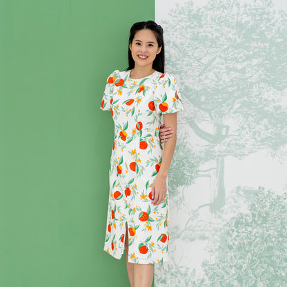 Mandarin Orange Series - Ladies Dress in White Floral Orange Print by Le Petit Society — image 7