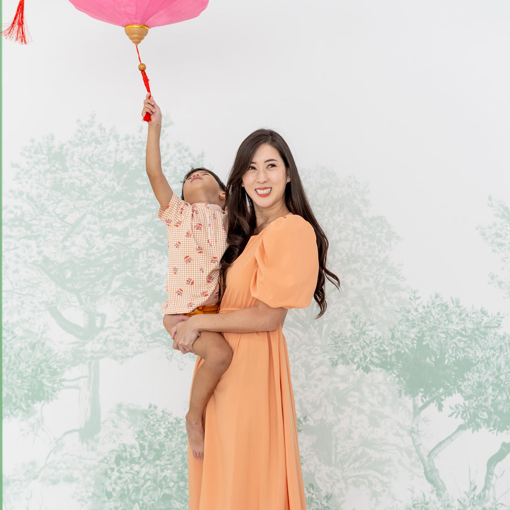 Mandarin Orange Series - Ladies Midi Dress in Orange by Le Petit Society — image 9