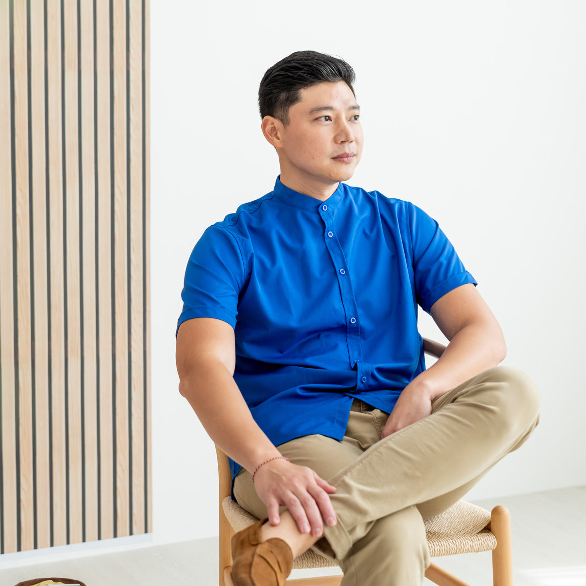Mandarin Orange Series - Men's Plain Shirt in Blue (Personalisable) by Le Petit Society — image 2