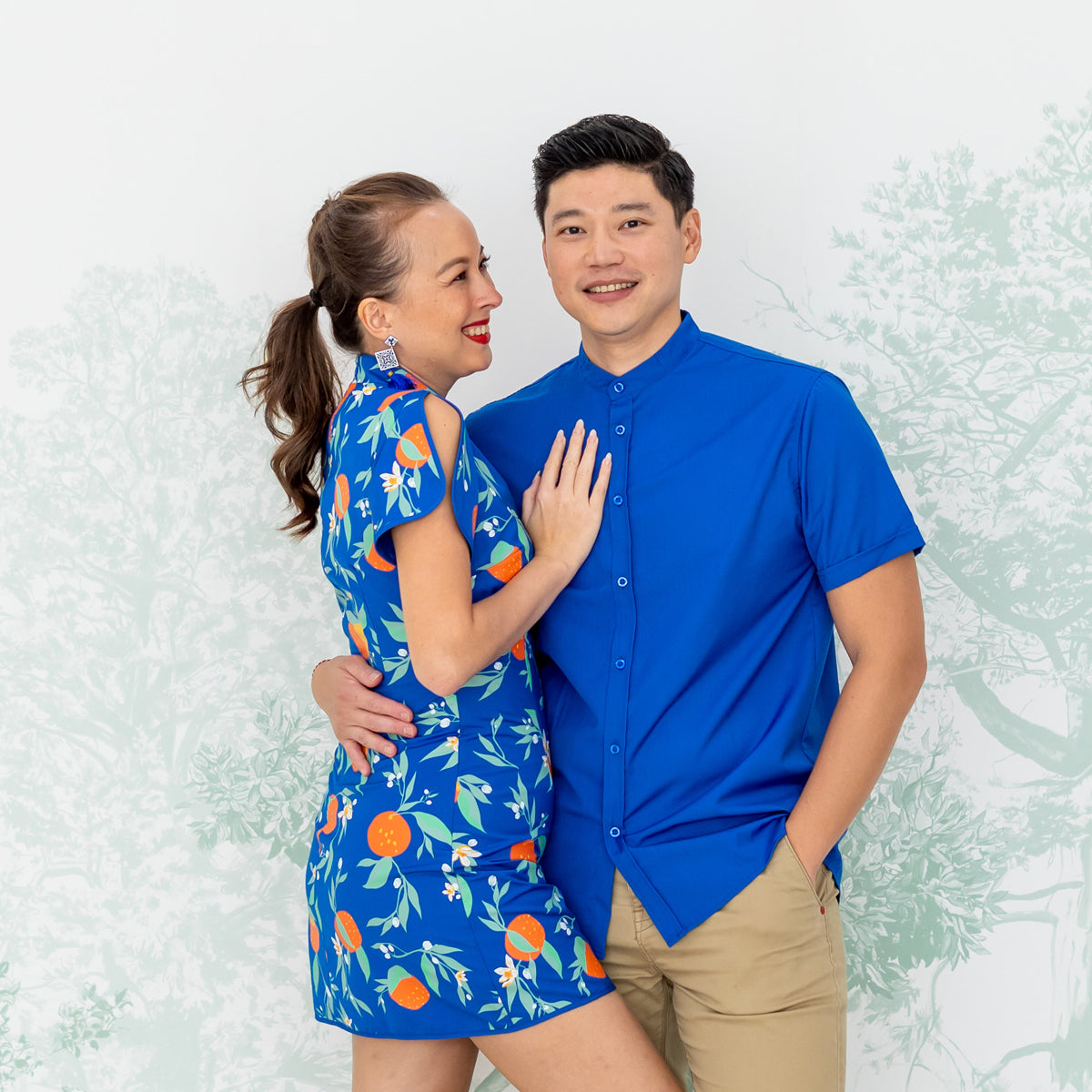 Mandarin Orange Series - Men's Plain Shirt in Blue (Personalisable) by Le Petit Society — image 4