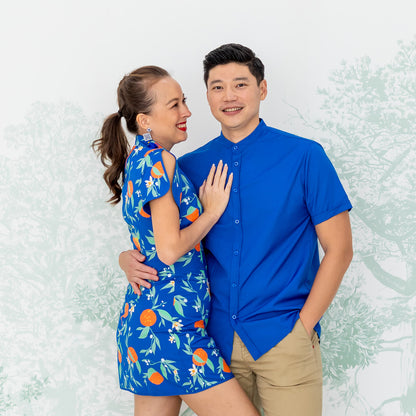 Mandarin Orange Series - Men's Plain Shirt in Blue (Personalisable) by Le Petit Society — image 4