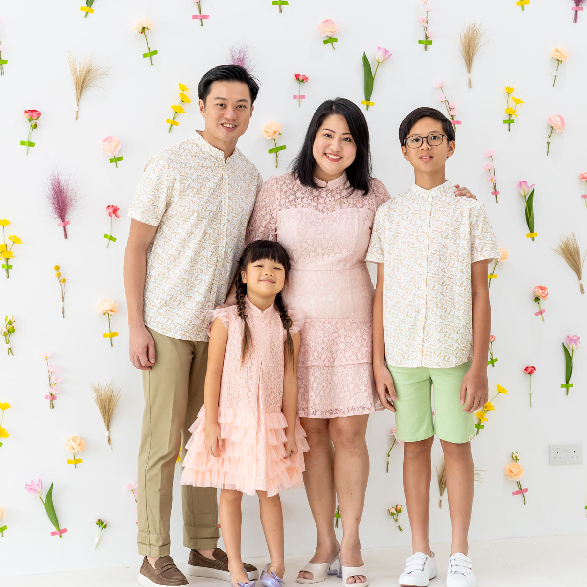 Spring Series - Ladies Puff Sleeve Lace Dress in Pink by Le Petit Society — image 5