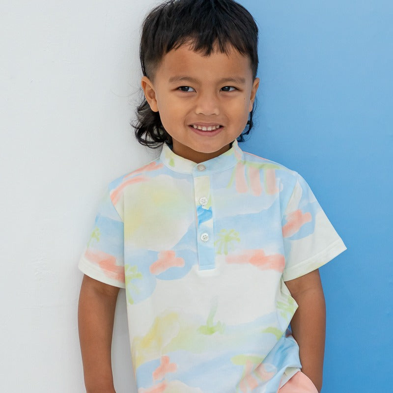 Heritage Series - Boys Jersey Shirt in MBS Watercolour Print by Le Petit Society — image 4