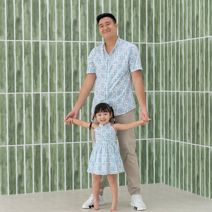 Heritage Series - Girls Cheongsam in Blue Peranakan Print by Le Petit Society — image 3