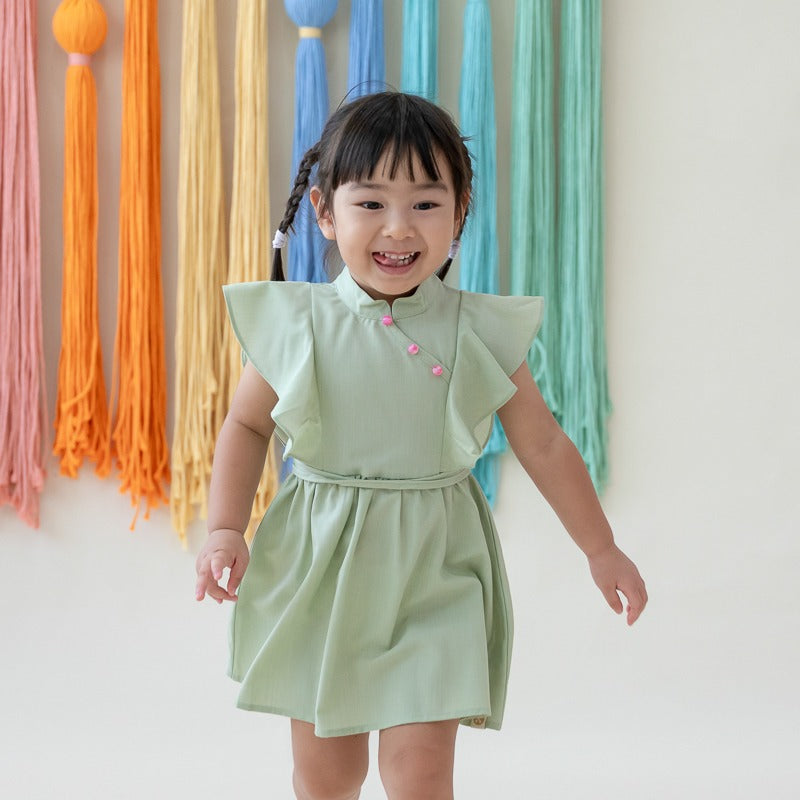 Heritage Series - Girls Cheongsam in Jade by Le Petit Society — image 5