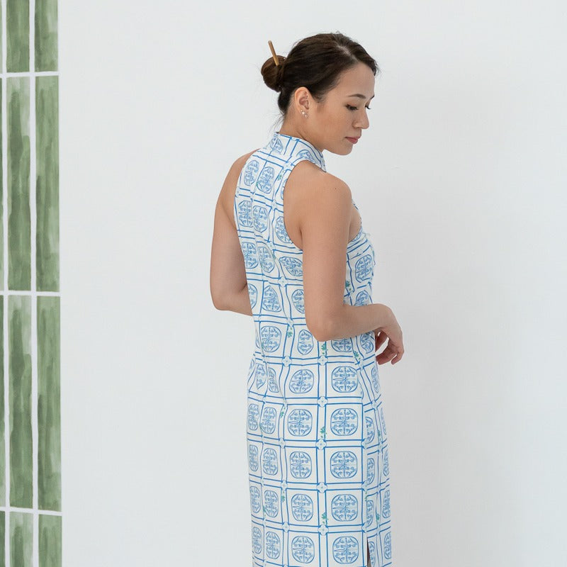 Heritage Series - Ladies Cheongsam in Blue Peranakan Print by Le Petit Society — image 8
