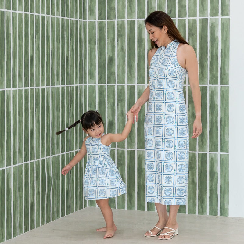 Heritage Series - Ladies Cheongsam in Blue Peranakan Print by Le Petit Society — image 7