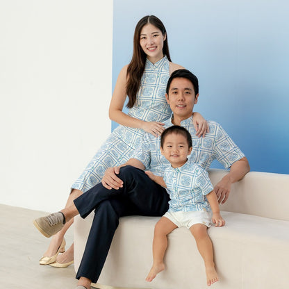 Heritage Series - Ladies Cheongsam in Blue Peranakan Print by Le Petit Society — image 4