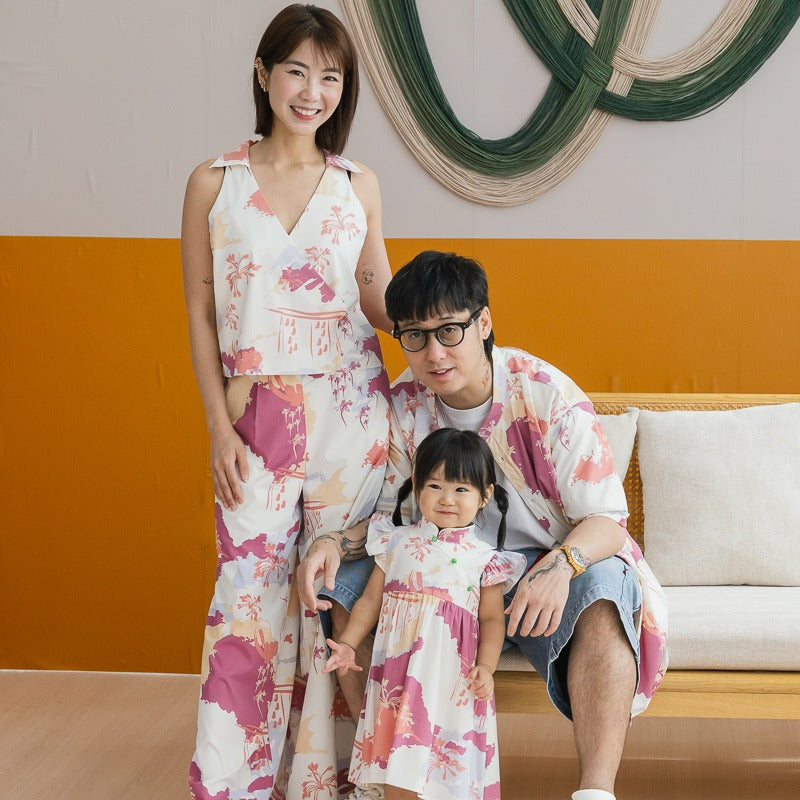 Heritage Series - Men's Mandarin Shirt in MBS Sunset Skyline Print (Classic Fit) by Le Petit Society — image 4