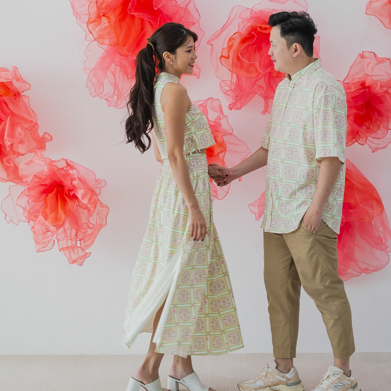 Heritage Series - Ladies Skirt in Beige Peranakan Print by Le Petit Society — image 2