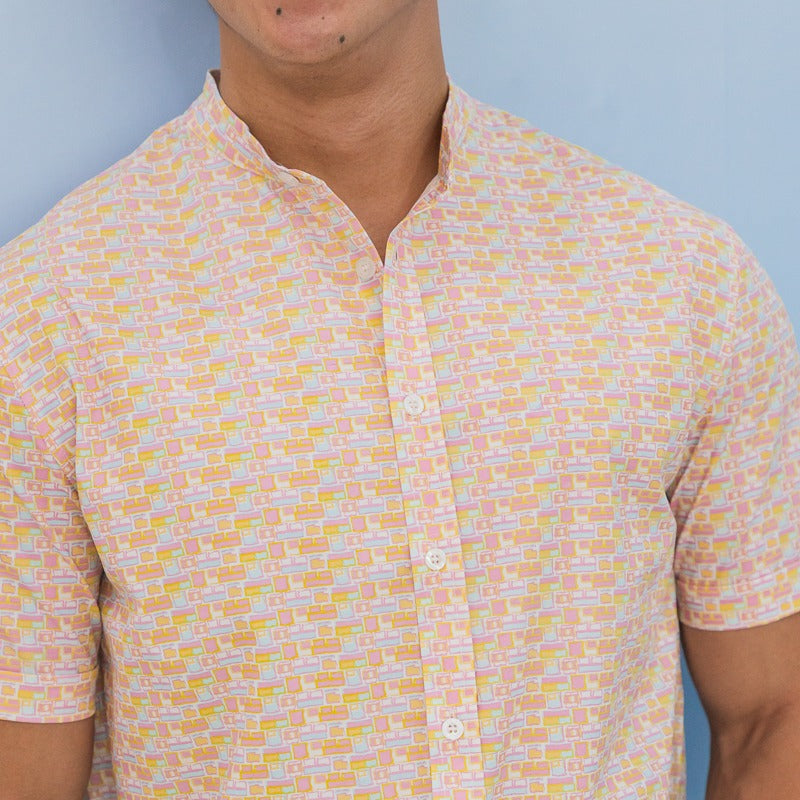 Heritage Series - Men's Mandarin Shirt in HDB Tweed Print (Classic Fit) by Le Petit Society — image 5