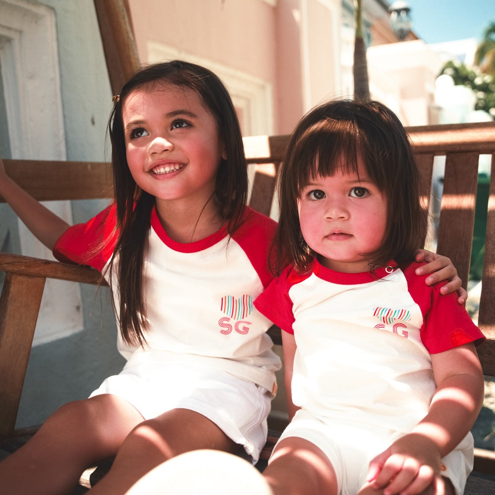 A Singapore Series in "I Love SG" Baby Raglan Romper by Le Petit Society