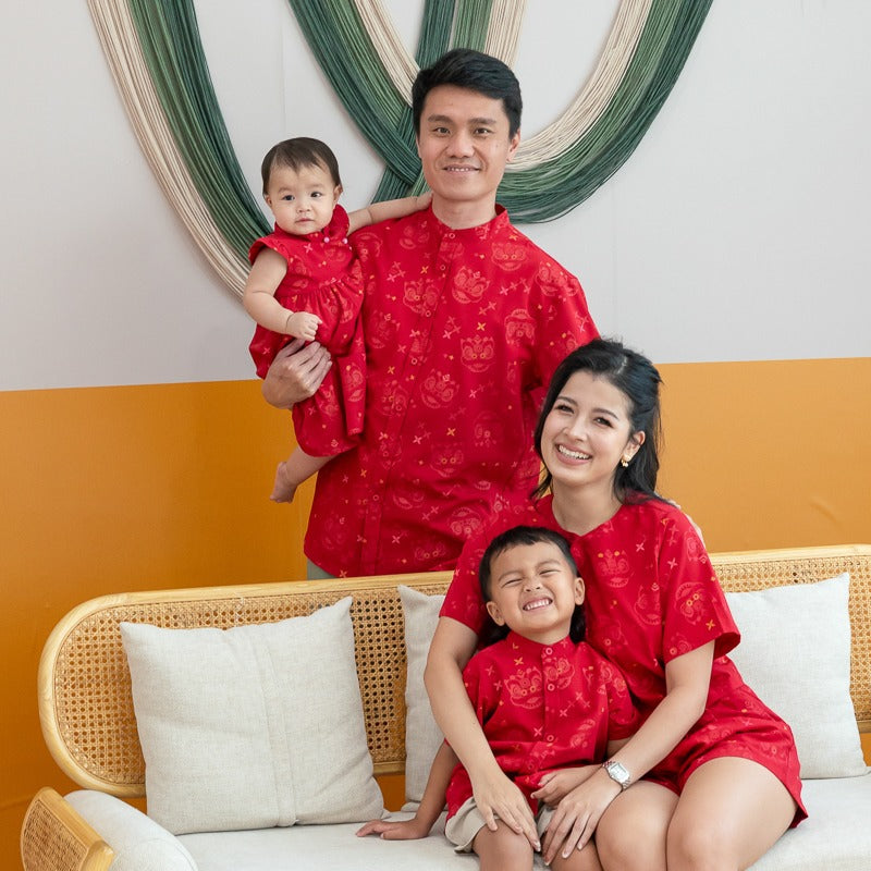 Lion Dance Series - Ladies Shorts in Red Festive Lion Print by Le Petit Society — image 4
