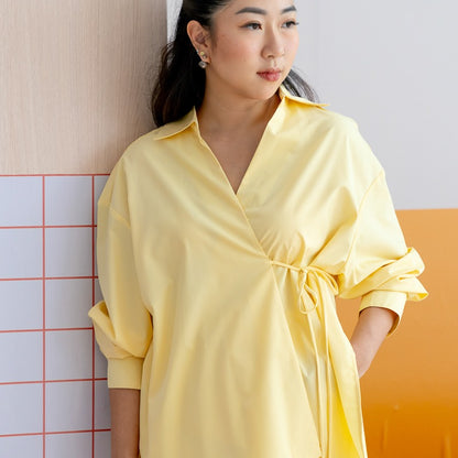 Lion Dance Series - Ladies Wrap Shirt in Yellow by Le Petit Society — image 2