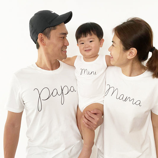 Family Tees - Papa Tee in White/Black by Le Petit Society