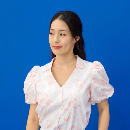Chinese Motif Series - Ladies Blouse in Pink Floral Motif by Le Petit Society — image 6