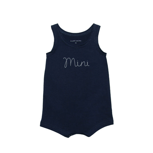 Family Tees - Mini Baby Sleeveless Romper in Navy by Le Petit Society