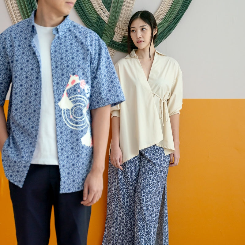 Oriental Series - Ladies Wrap Shirt in Oat by Le Petit Society — image 3