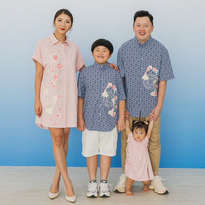 Oriental Series - Men's Shirt in Navy Origami Koi Print (Relaxed Fit) by Le Petit Society — image 4
