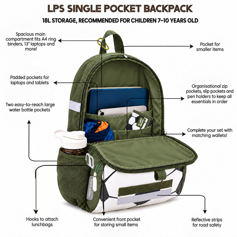 LPS Single Pocket Backpack - Football (7-10Y)
