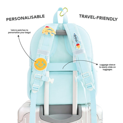 Single Pocket Backpack in Ice Blue Puffer by Le Petit Society — image 7