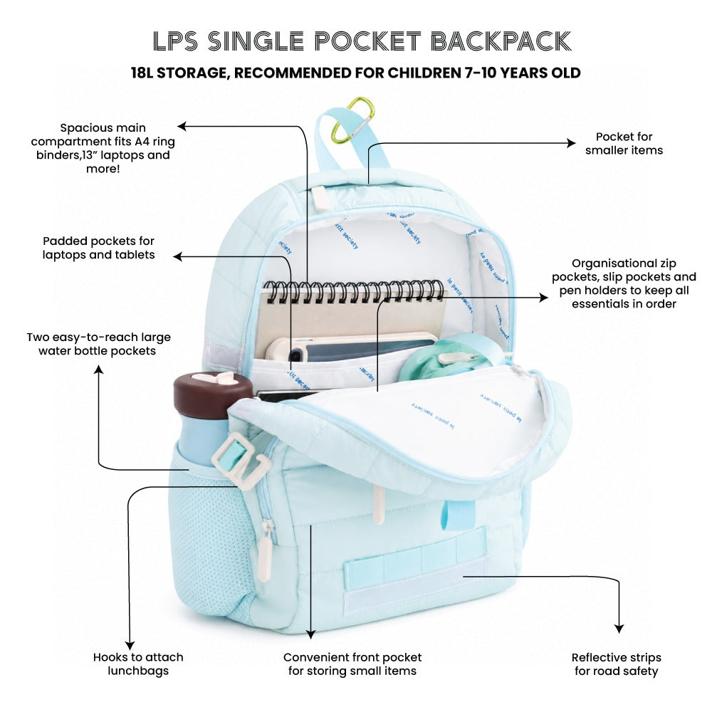 GE x LPS — Single Pocket Backpack in Ice Blue Puffer by Le Petit Society — image 4