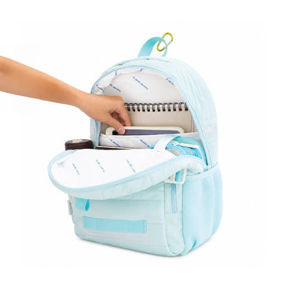 Single Pocket Backpack in Ice Blue Puffer by Le Petit Society — image 4