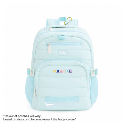 Single Pocket Backpack in Ice Blue Puffer by Le Petit Society — image 2
