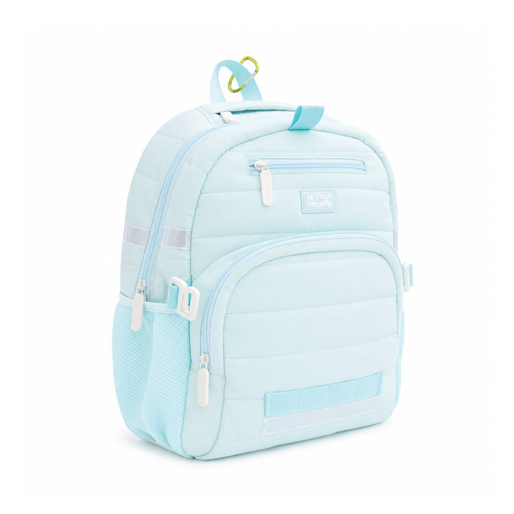 Single Pocket Backpack in Ice Blue Puffer by Le Petit Society — image 3