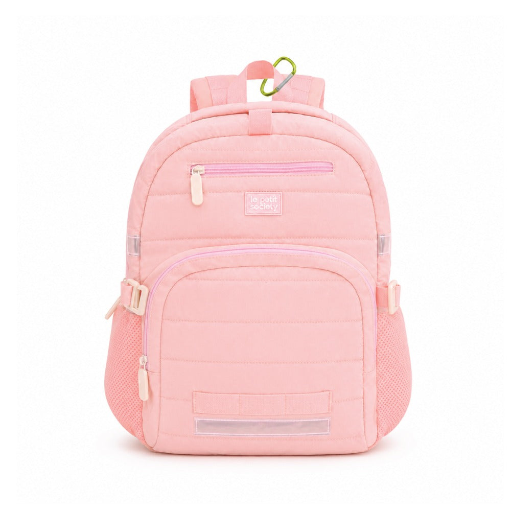 Single Pocket Backpack and Lunch Bag Bundle in Marshmallow Pink Puffer by Le Petit Society — image 2