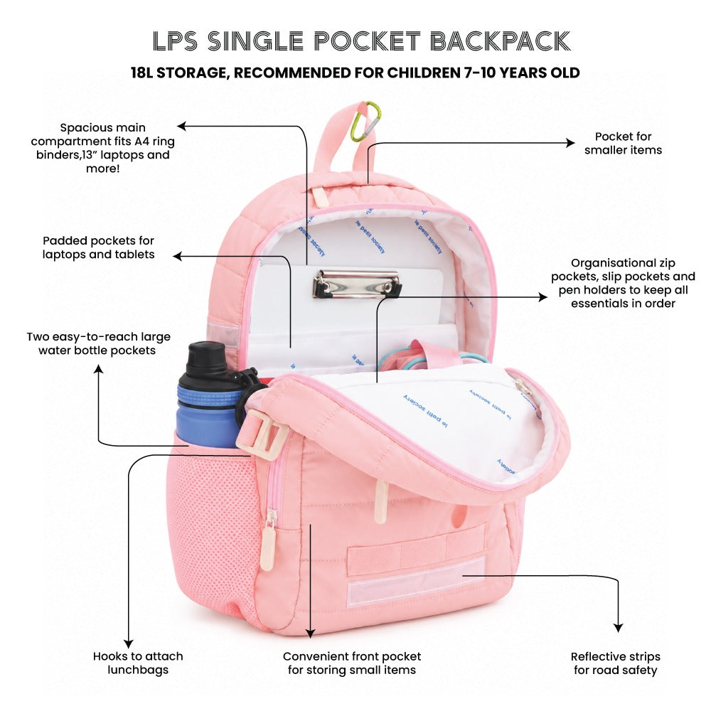 GE x LPS — Single Pocket Backpack in Marshmallow Pink Puffer by Le Petit Society — image 4