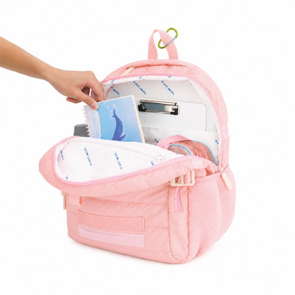 Single Pocket Backpack in Marshmallow Pink Puffer by Le Petit Society — image 4