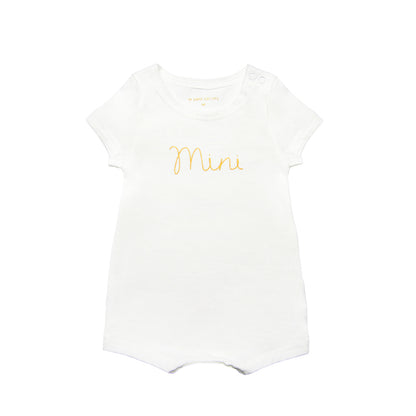 Family Tees - Mini Baby Short Sleeves Romper in White/Gold by Le Petit Society