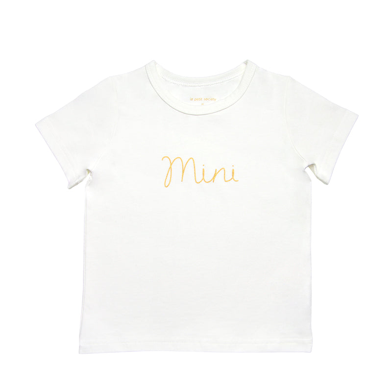 Family Tees - Mini Kids Tee in White/Gold by Le Petit Society