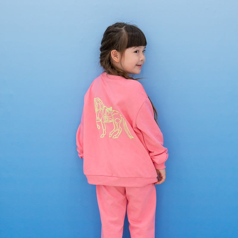 Zodiac Series - Kids Pullover in Pink with Embossed Horse Print by Le Petit Society — image 6