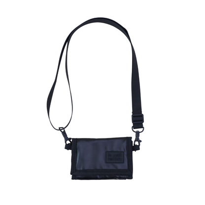 Kids Wallet With Lanyard in Metallic Black by Le Petit Society