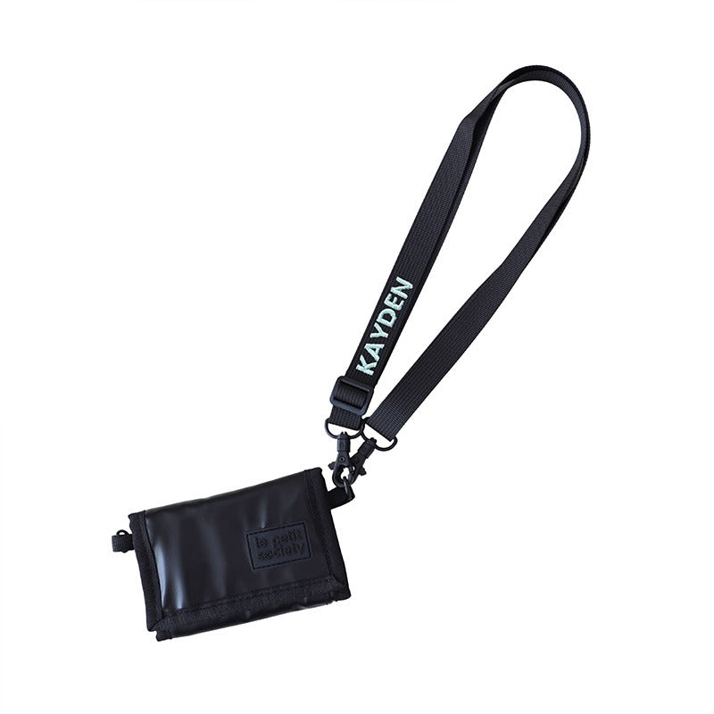 Kids Wallet With Lanyard in Metallic Black by Le Petit Society — image 4