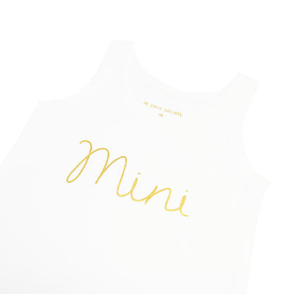 Family Tees - Mini Baby Sleeveless Romper in White/Gold by Le Petit Society — image 2