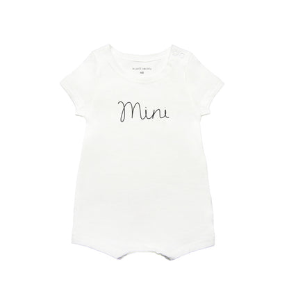 Family Tees - Mini Baby Short Sleeves Romper in White/Black by Le Petit Society — image 3