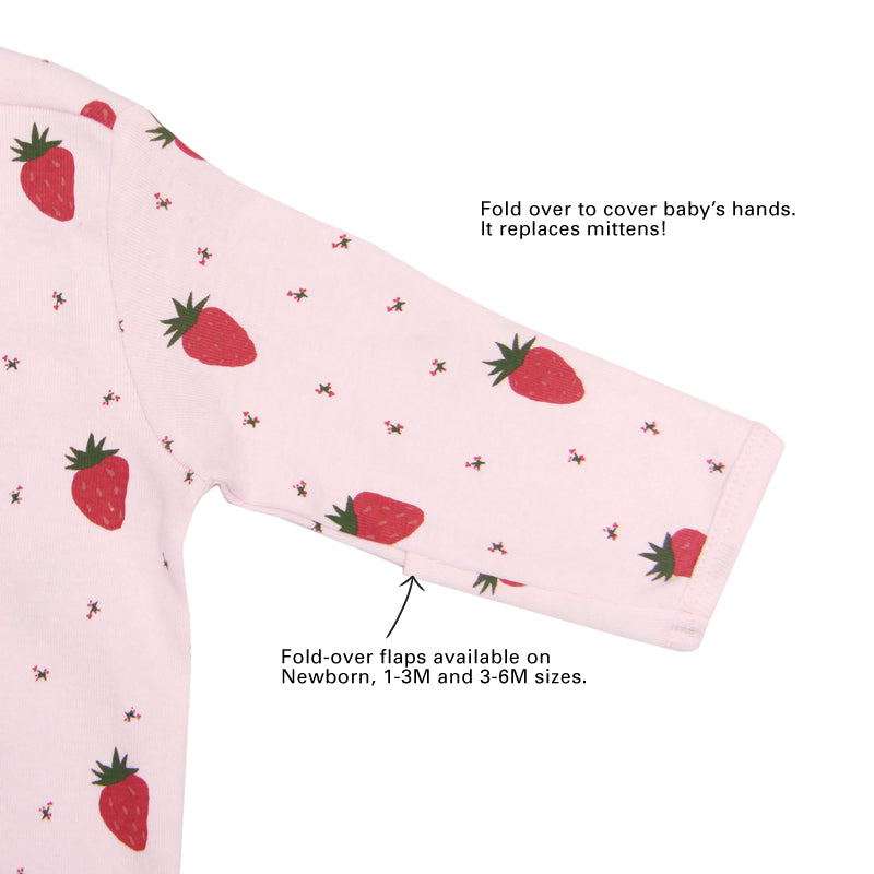 Baby Organic Zip Sleepsuit in Strawberry Print (Personalisable) by Le Petit Society — image 6
