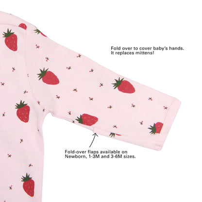 Baby Organic Zip Sleepsuit in Strawberry Print (Personalisable) by Le Petit Society — image 6