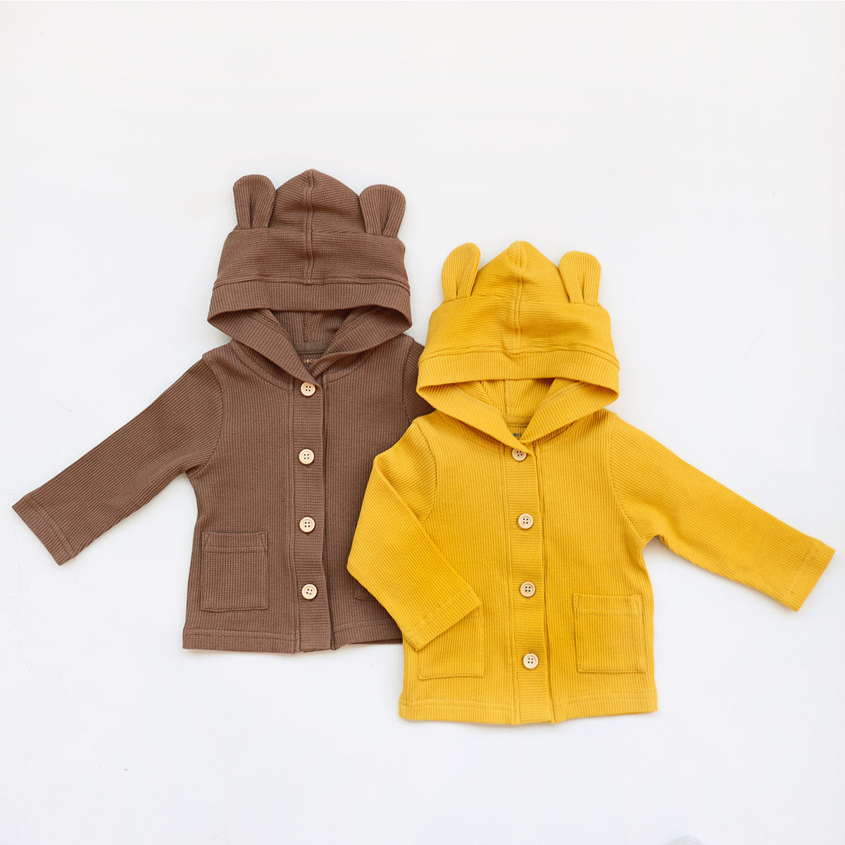 Baby Bear Cardigan in Brown Waffle Jersey by Le Petit Society — image 11