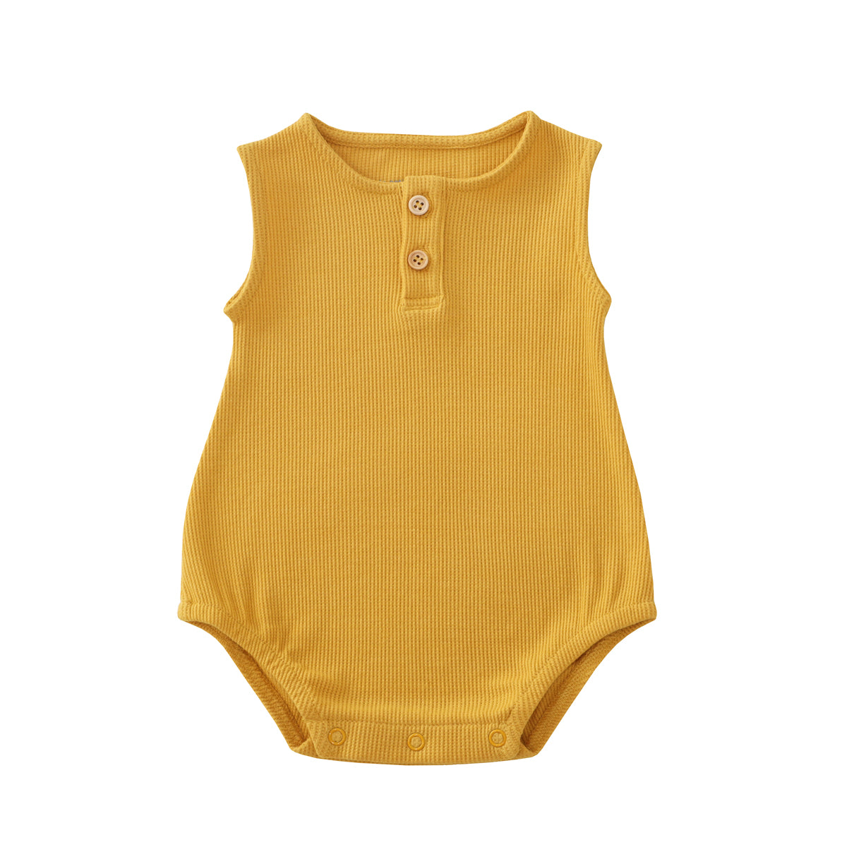 Baby Bubble Romper in Marigold Waffle Jersey by Le Petit Society