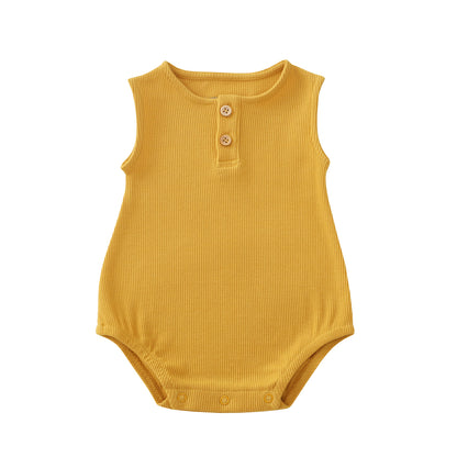 Baby Bubble Romper in Marigold Waffle Jersey by Le Petit Society — image 9