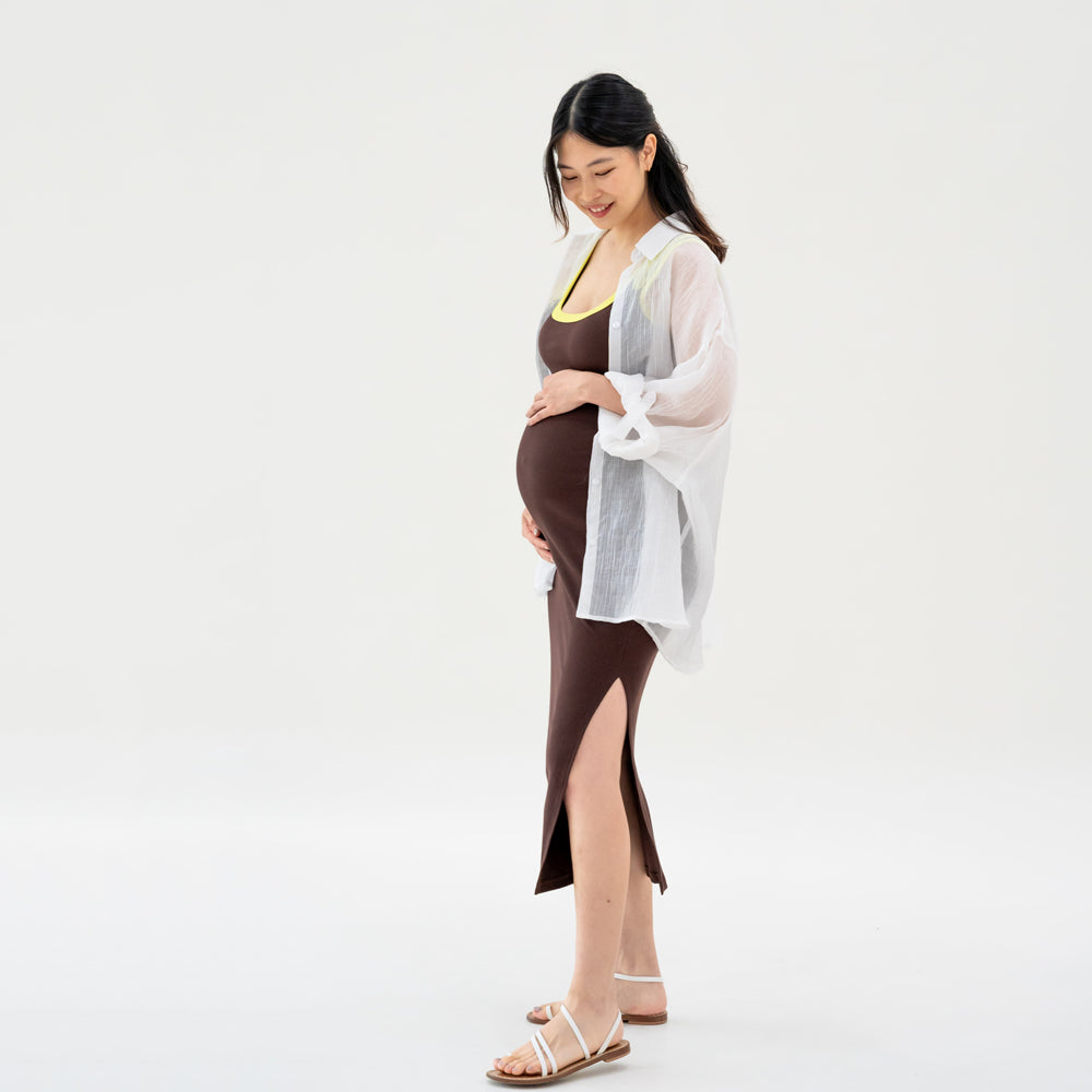 Le Petit Society x Ohhdivine - Ladies Jersey Knit Dress in Brown/Lime — image 7