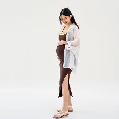 Le Petit Society x Ohhdivine - Ladies Jersey Knit Dress in Brown/Lime — image 7