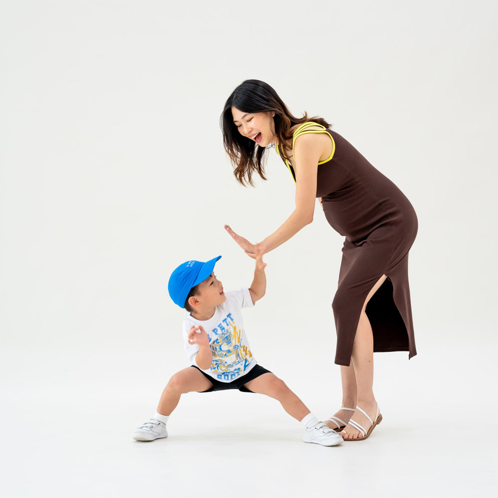 Le Petit Society x Ohhdivine - Ladies Jersey Knit Dress in Brown/Lime — image 4