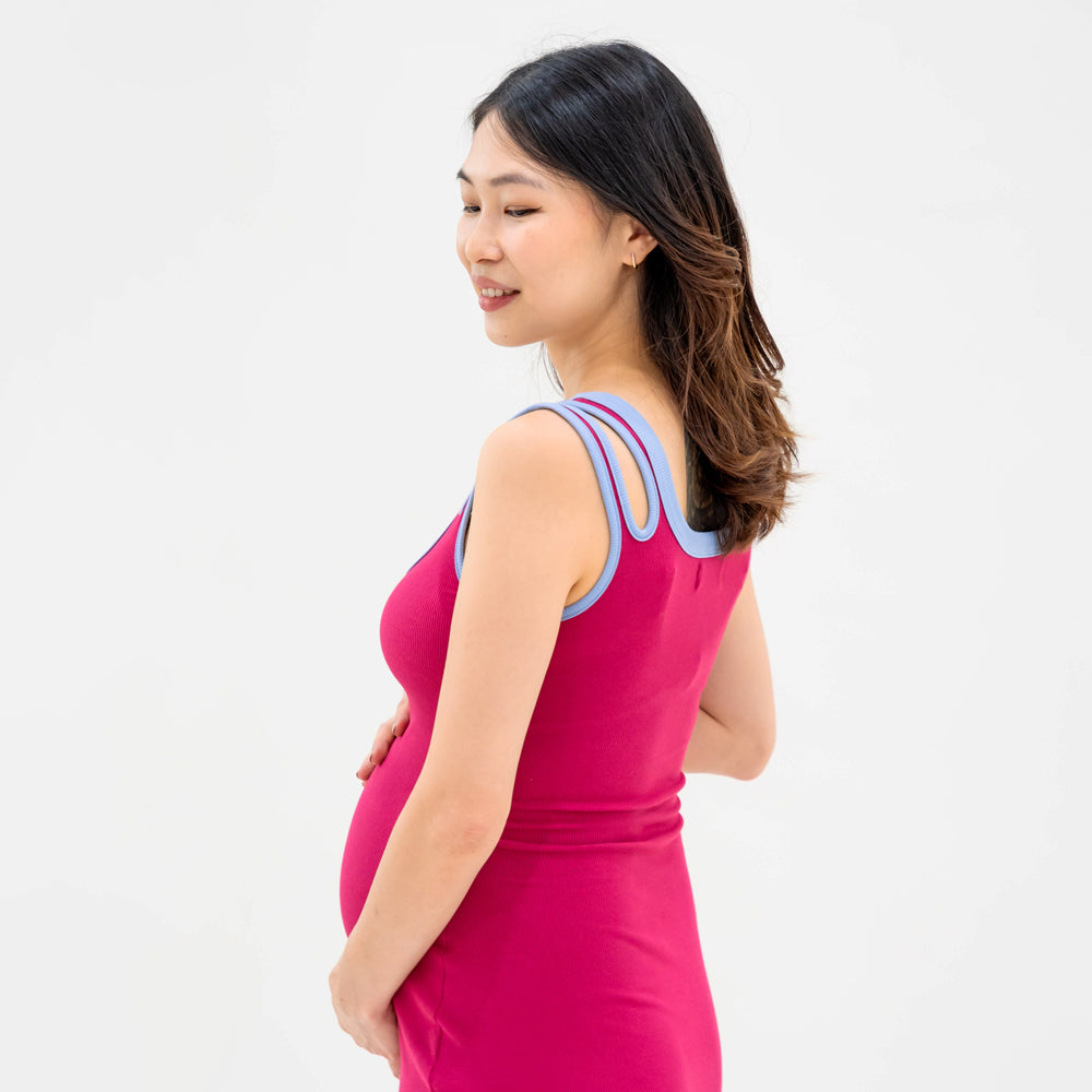 Le Petit Society x Ohhdivine - Ladies Jersey Knit Dress in Rose Pink/Blue — image 2