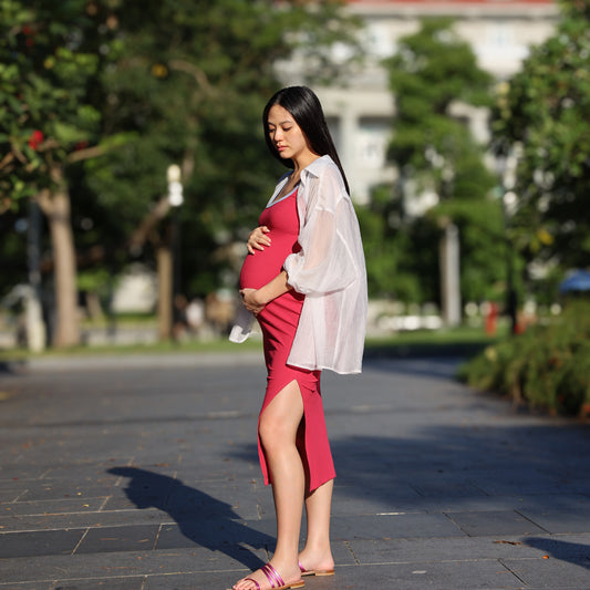 Le Petit Society x Ohhdivine - Ladies Jersey Knit Dress in Rose Pink/Blue